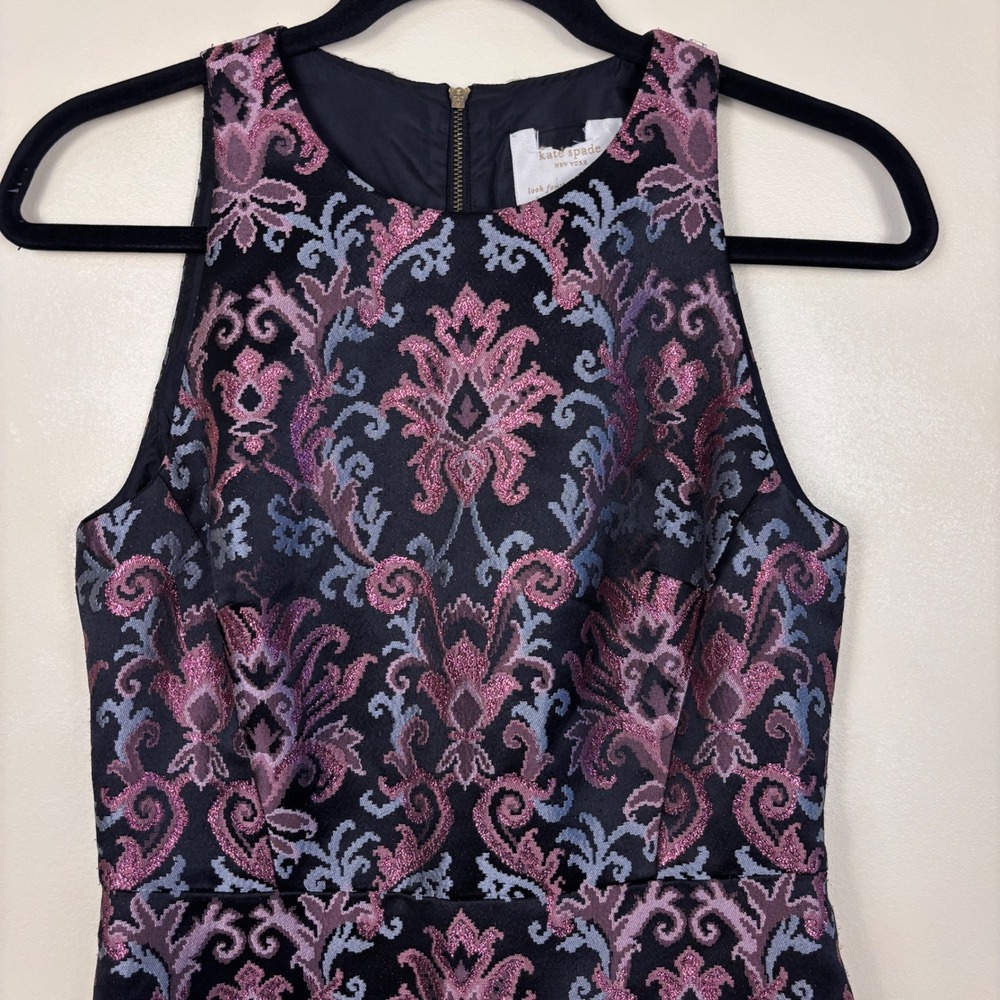 KATE SPADE Tapestry Jacquard Mini Dress Multi Women Size 2 Sleeveless Formal‎ - Picture 4 of 10
